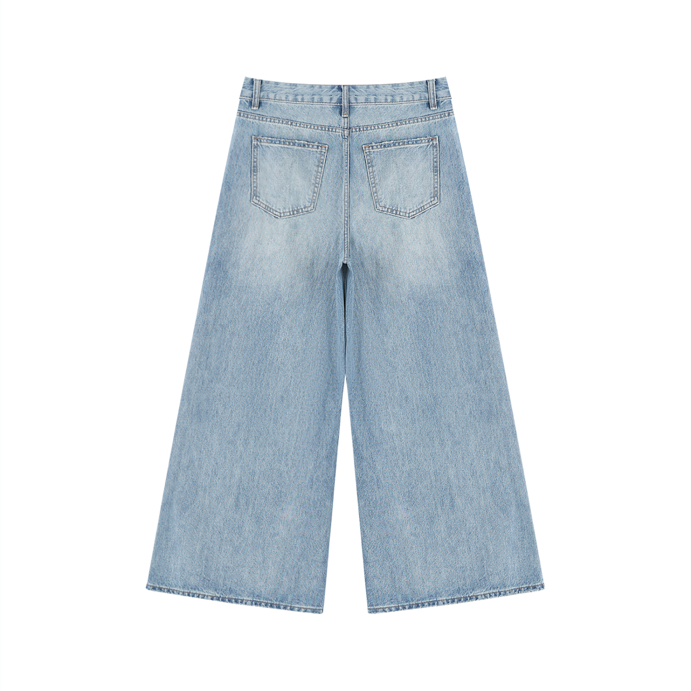 Women's Vintage Wash Distressed Wide Leg Jeans – High-Rise Relaxed Fit Denim