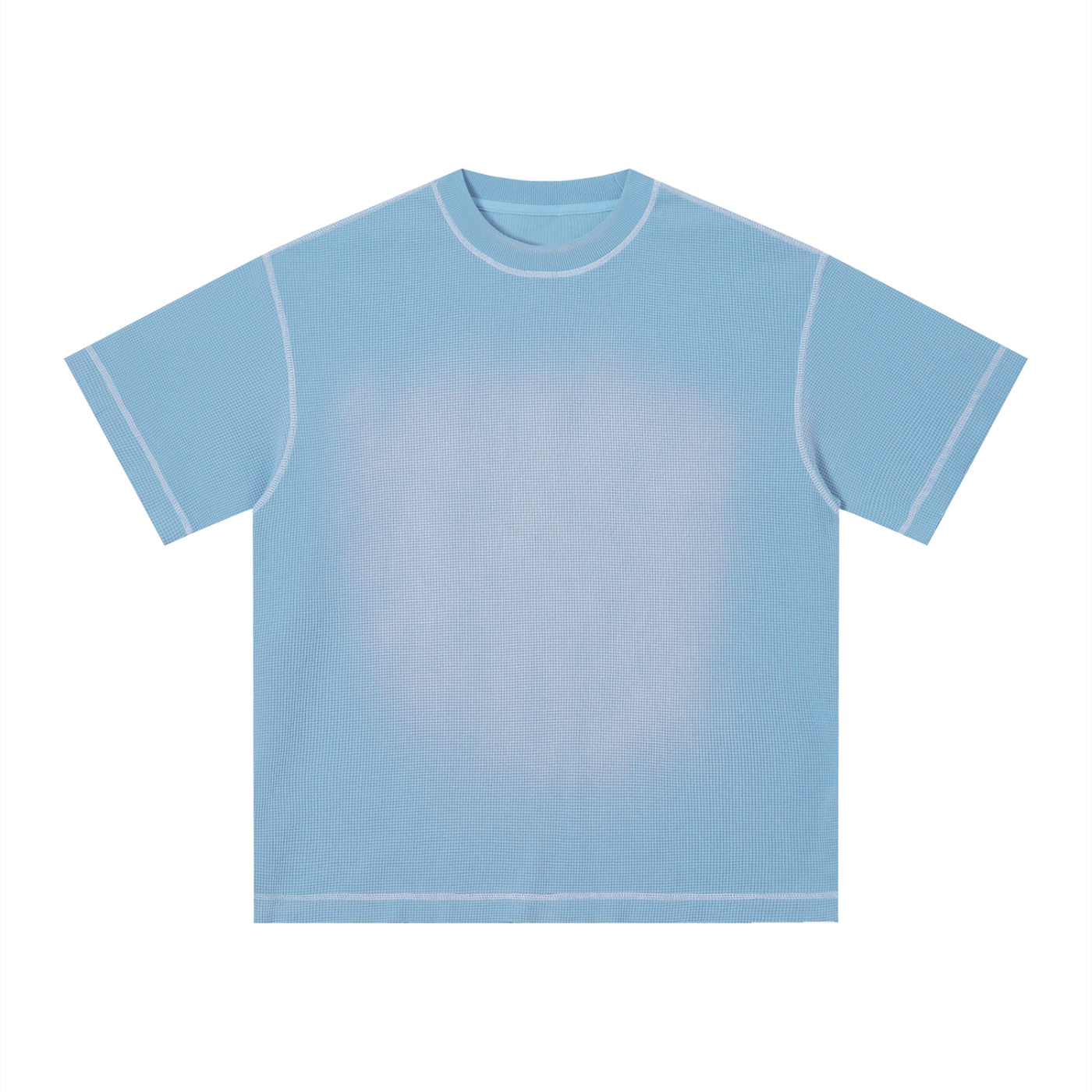 Unisex Vintage Sunfade Waffle Knit Boxy T-Shirt – Oversized Streetwear Tee