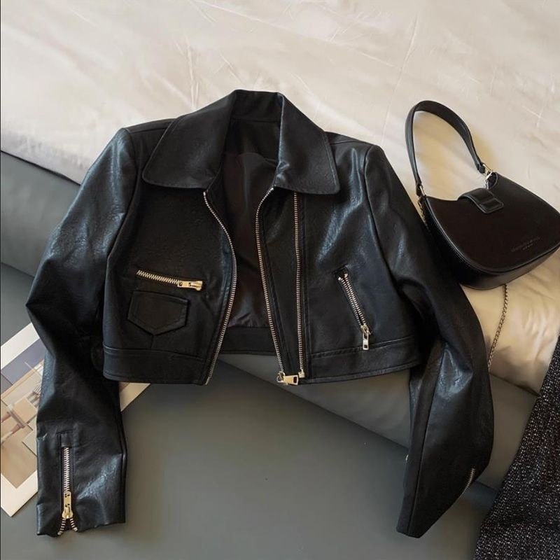 Loose-fitting Versatile Washed Leather Jacket