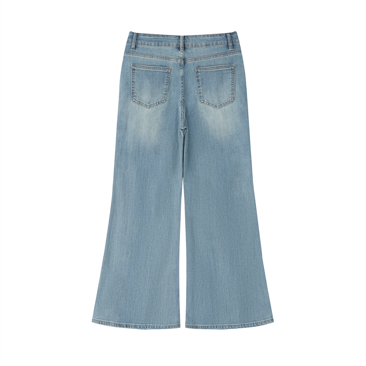 Women's Vintage Wash Flared Leg Jeans – High-Waisted Stretch Denim Pants
