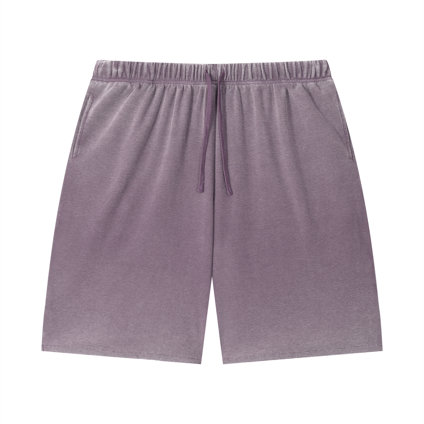 Unisex Vintage Wash Sunfade Waffle Raw Hem Shorts – Oversized Retro Streetwear Shorts