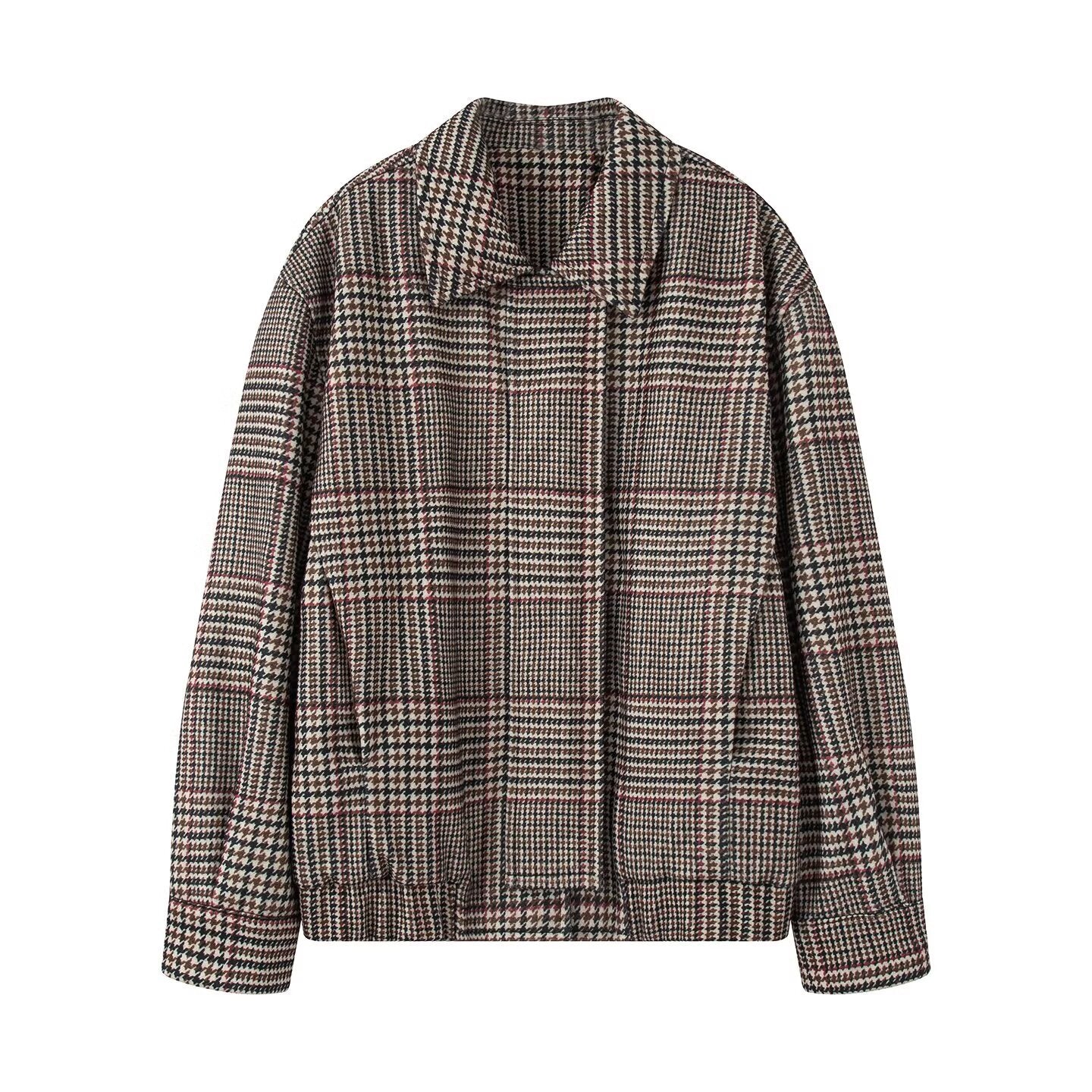 Retro Houndstooth Pilot Quilted Jacket Coats