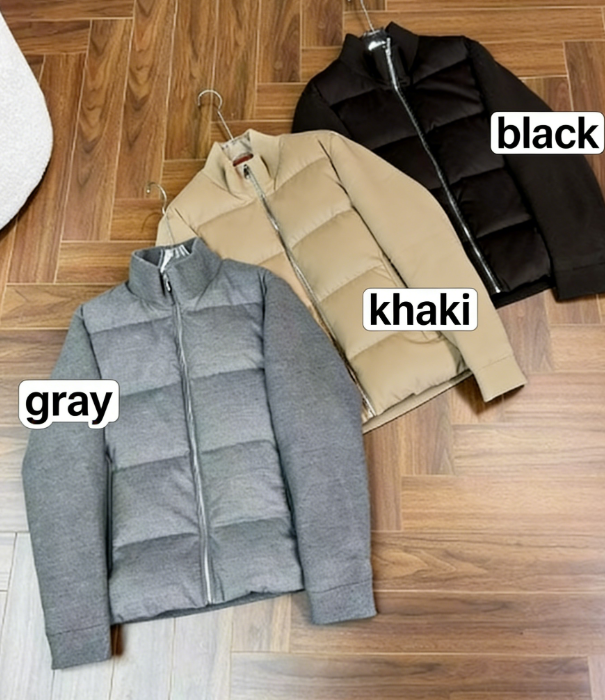 New Stylish Wool Knit Patchwork White Duck Down Jacket