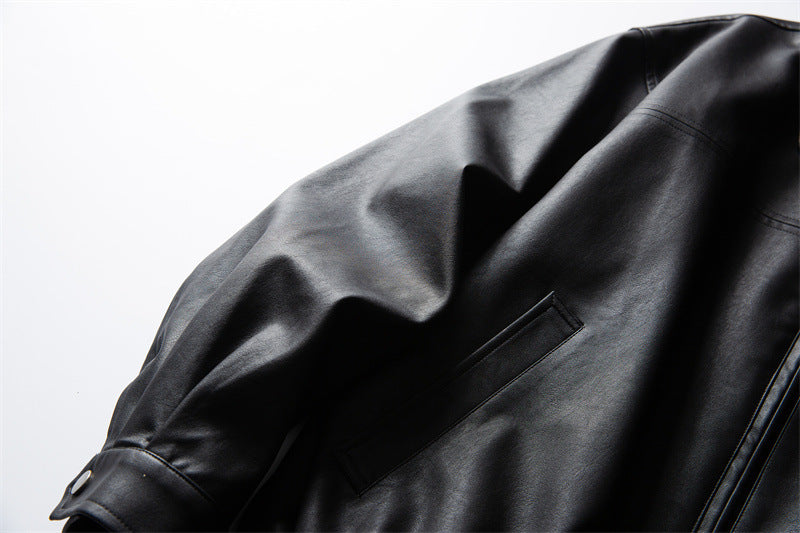 Casual Matte PU Leather Jacket Men's Coat