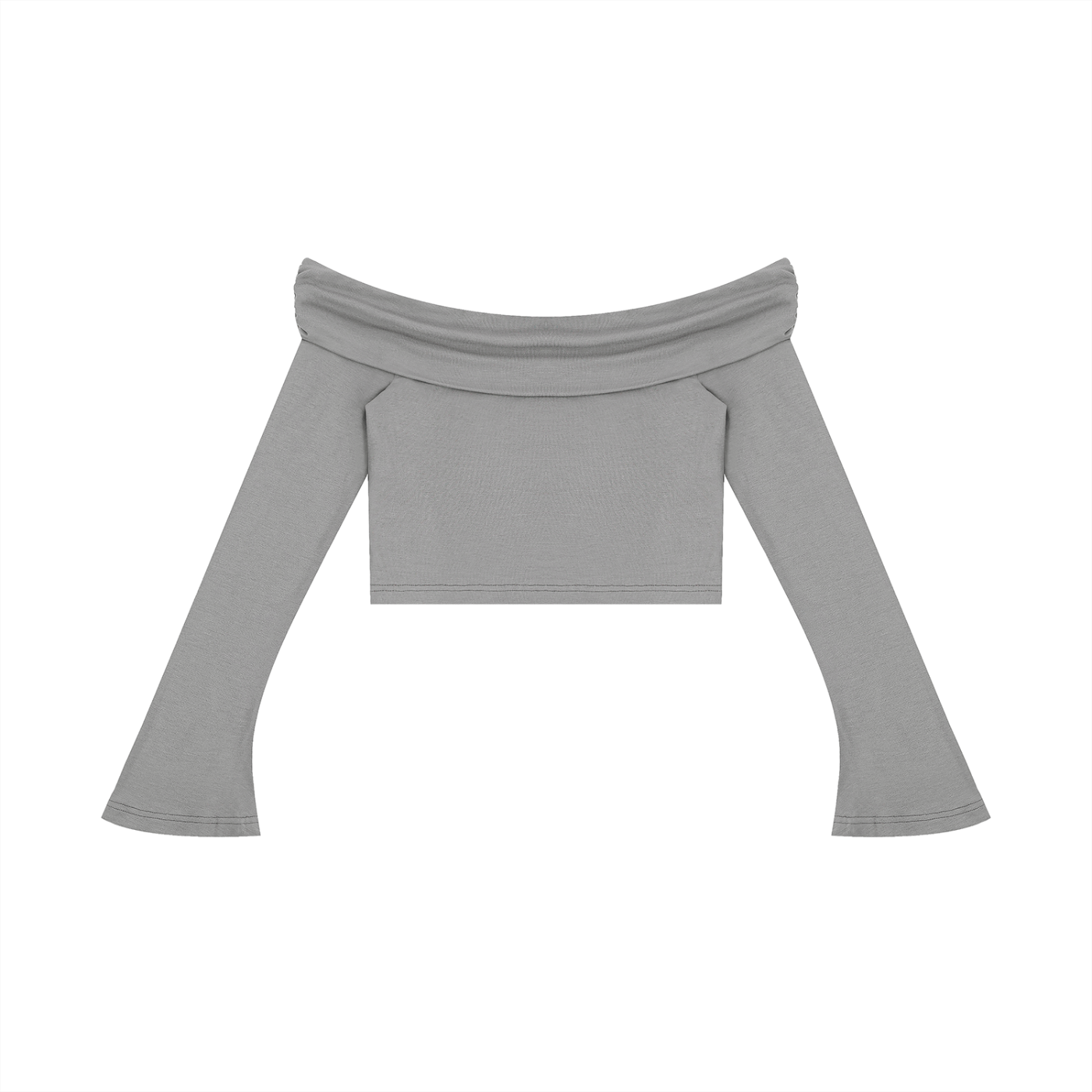Women's Off-the-Shoulder Bell Sleeve Crop T-Shirt – Slim Fit Fashion Top