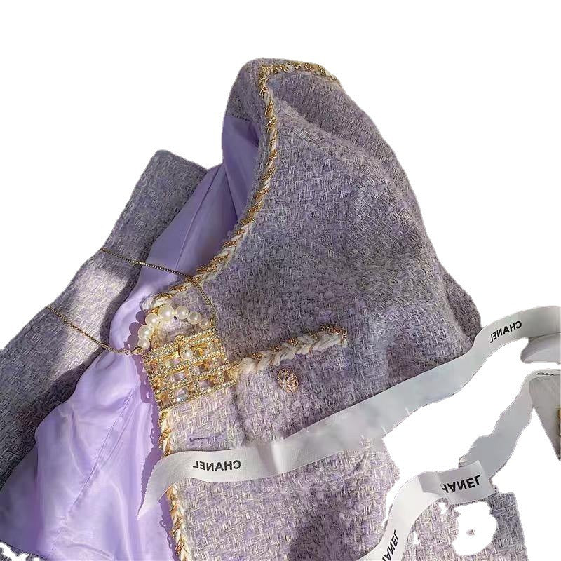 Lavender Purple Tweed Short Coat Womens AutumnWinter