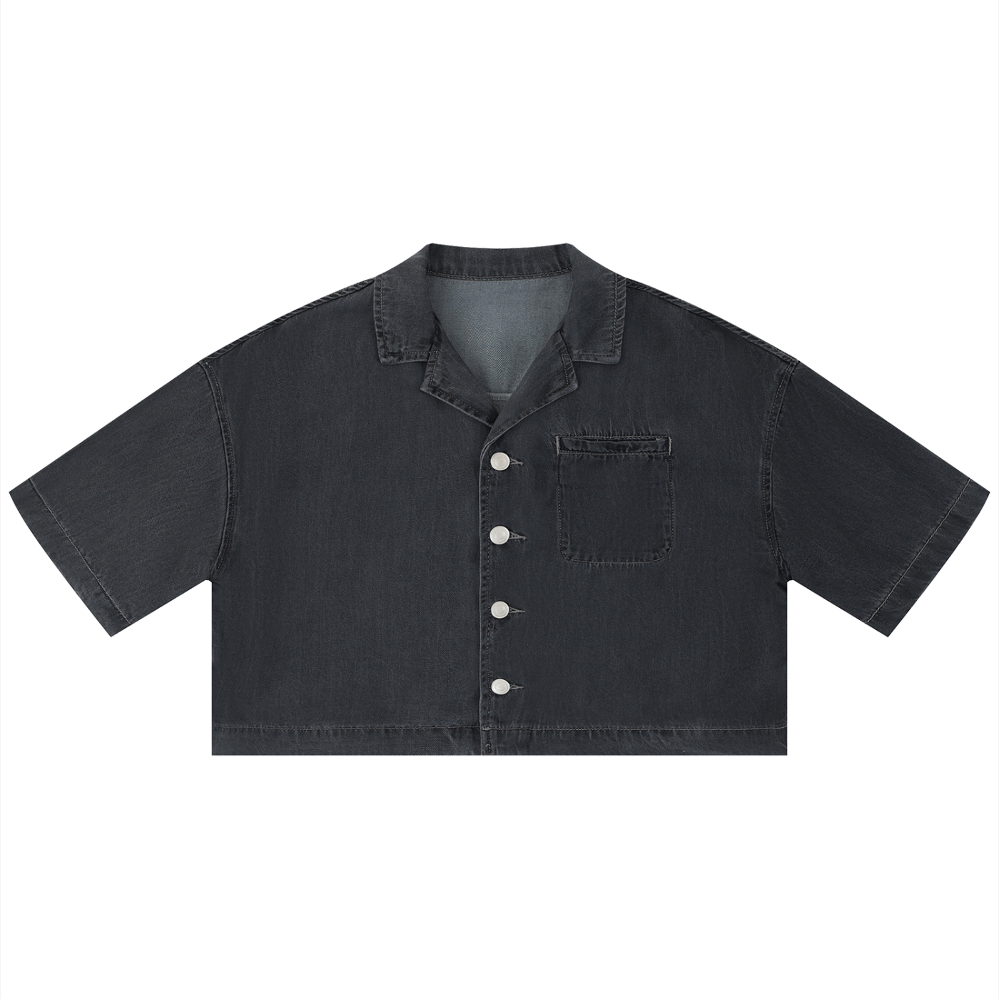 Women's Vintage Wash Boxy Cropped Shirt – Oversized Retro Crop Top Streetwear Tee