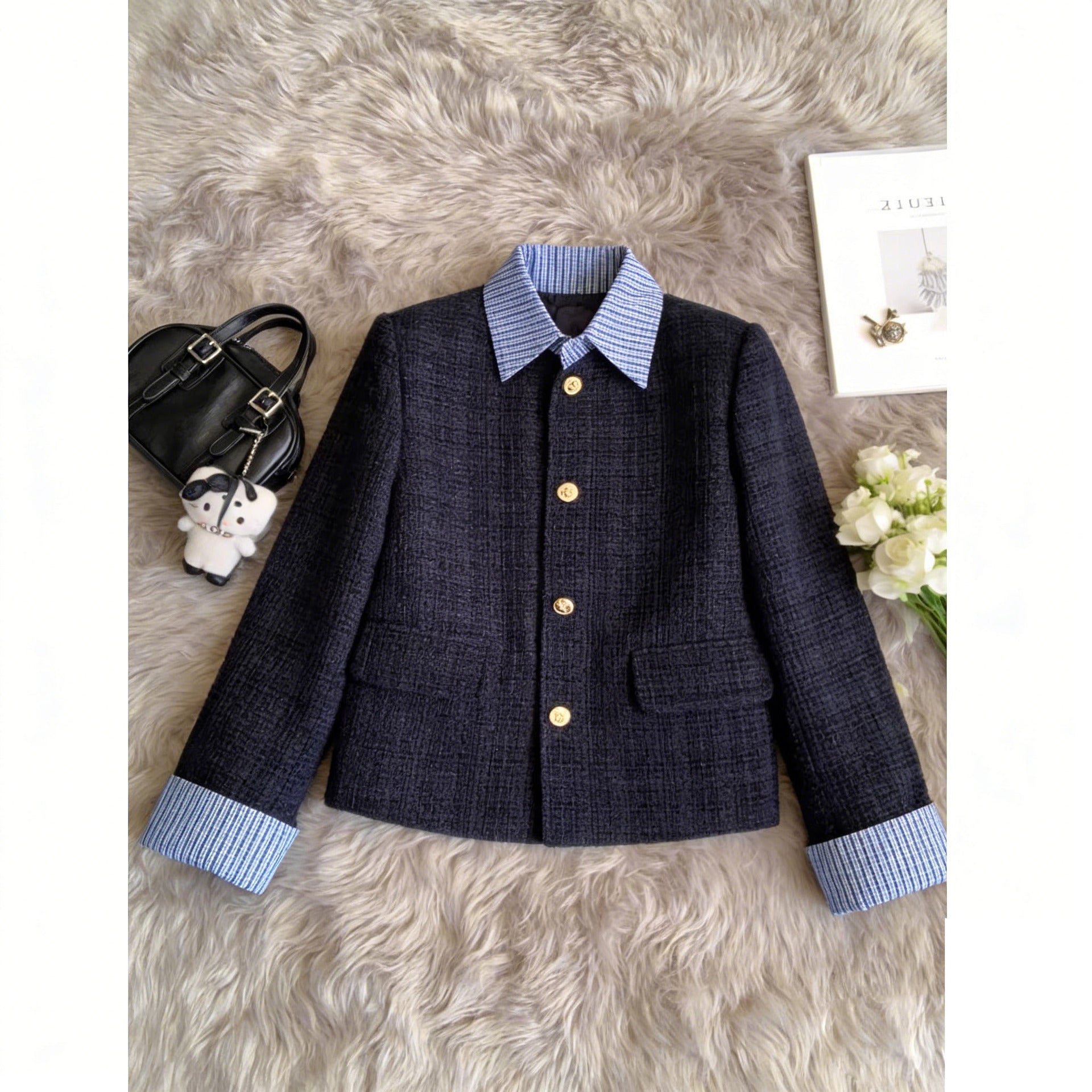 New Single-breasted Faux Two-piece Coatslimming, Chic Top