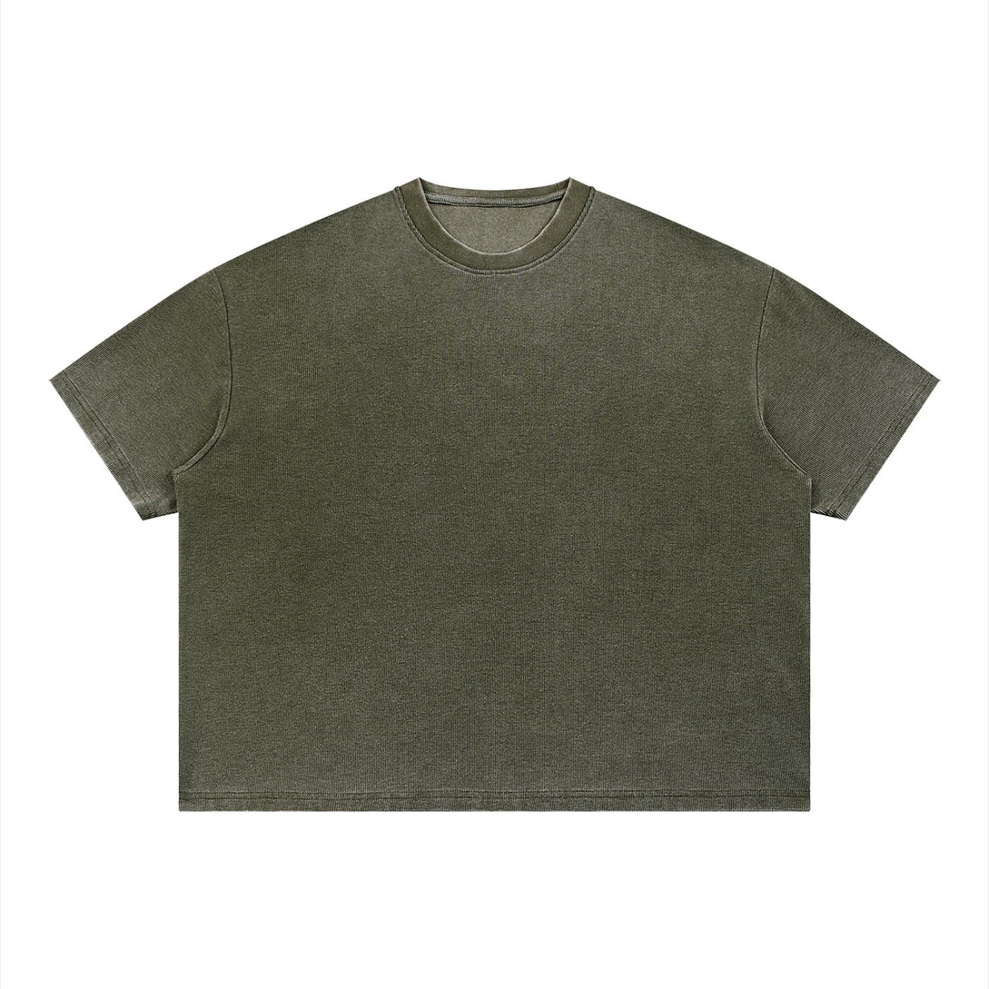 Unisex Vintage Wash Sunfade Waffle T-Shirt – Oversized Boxy Retro Streetwear Tee
