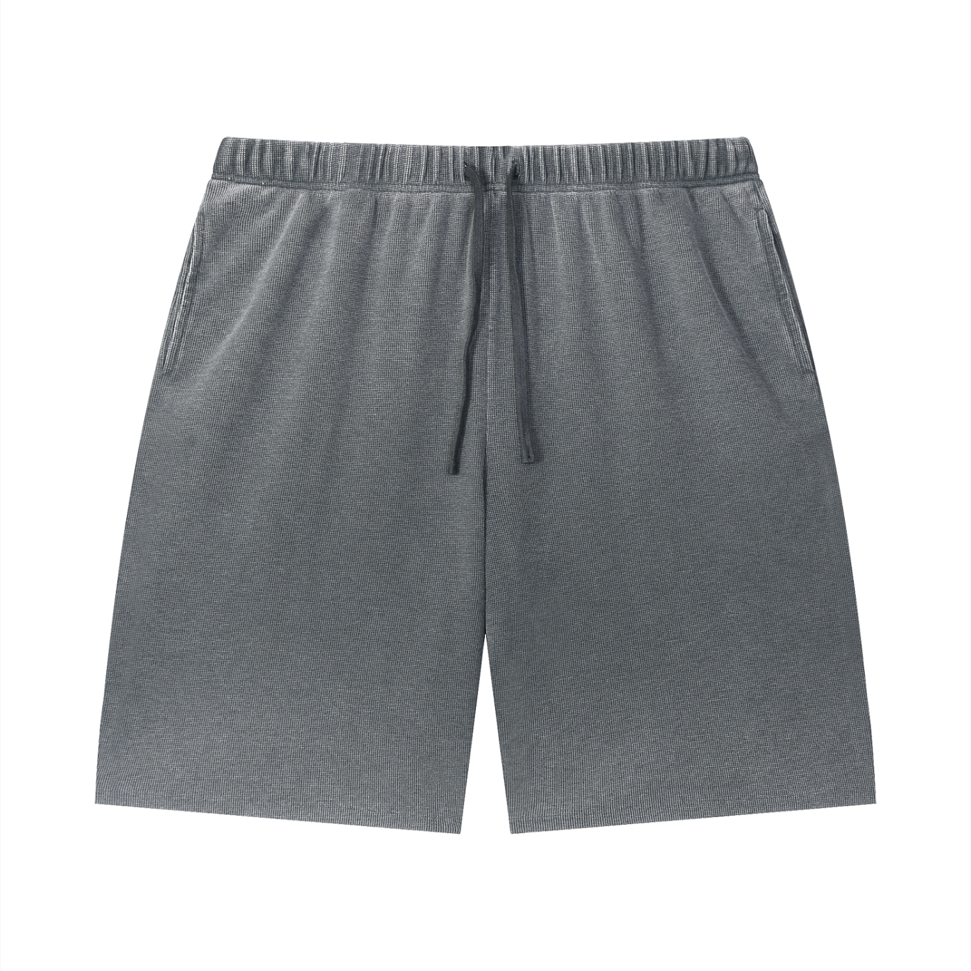 Unisex Vintage Wash Sunfade Waffle Raw Hem Shorts – Oversized Retro Streetwear Shorts