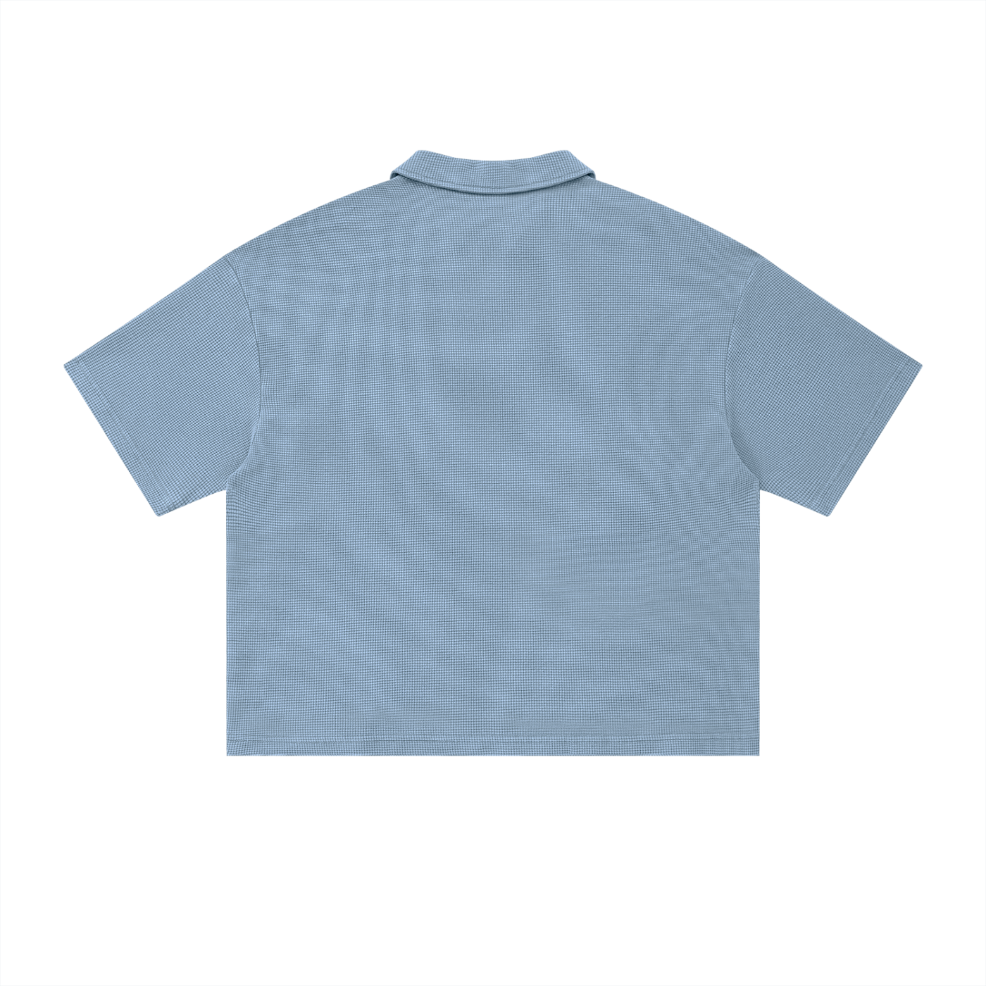 Unisex Oversized Vintage Wash Waffle Knit Polo Shirt – Boxy Streetwear Textured Tee