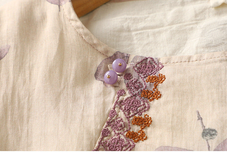 Slimming High-end Intricately Crafted Cotton-linen T-shirt