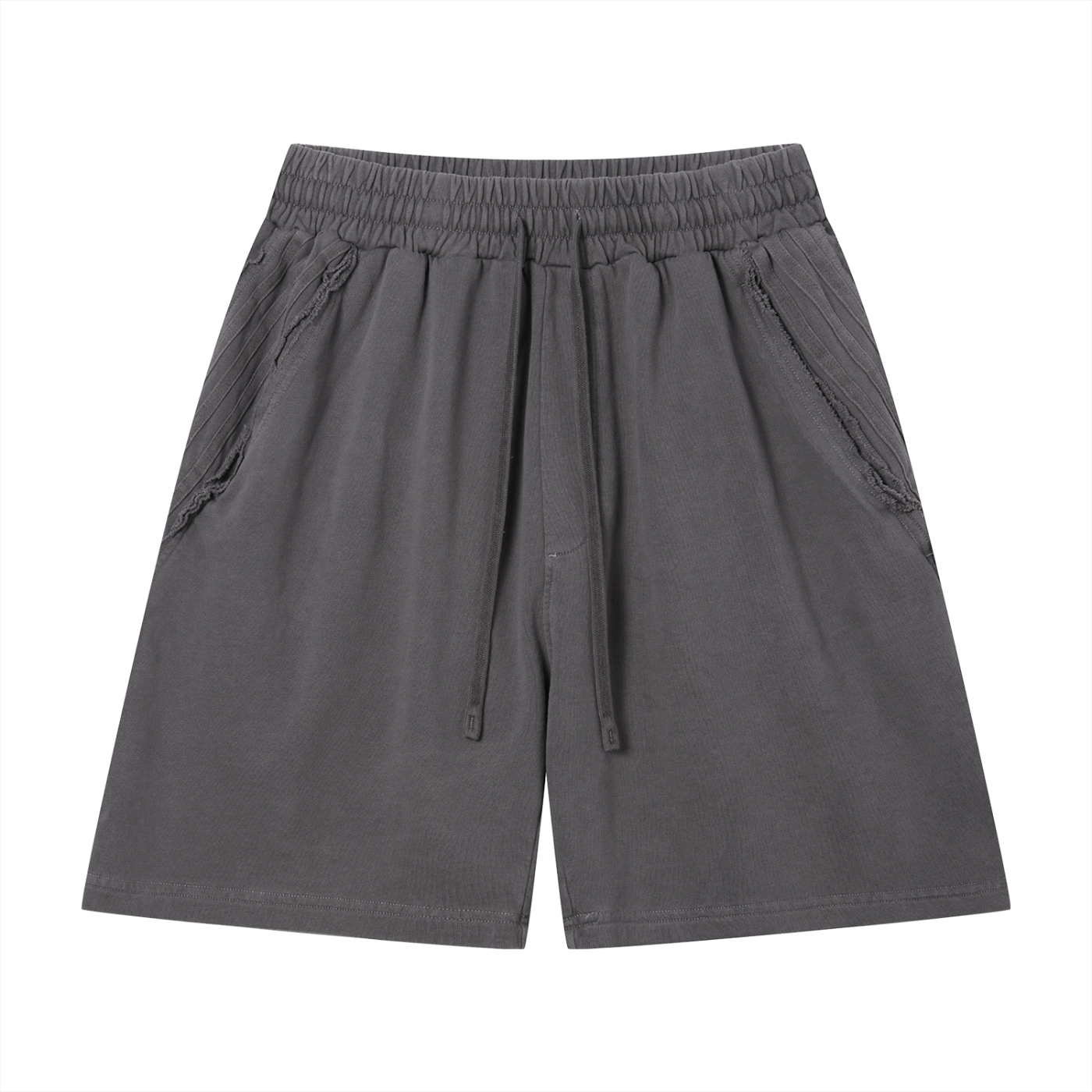 Unisex Vintage Wash Raw Edge Shorts – Oversized Streetwear Sweat Shorts