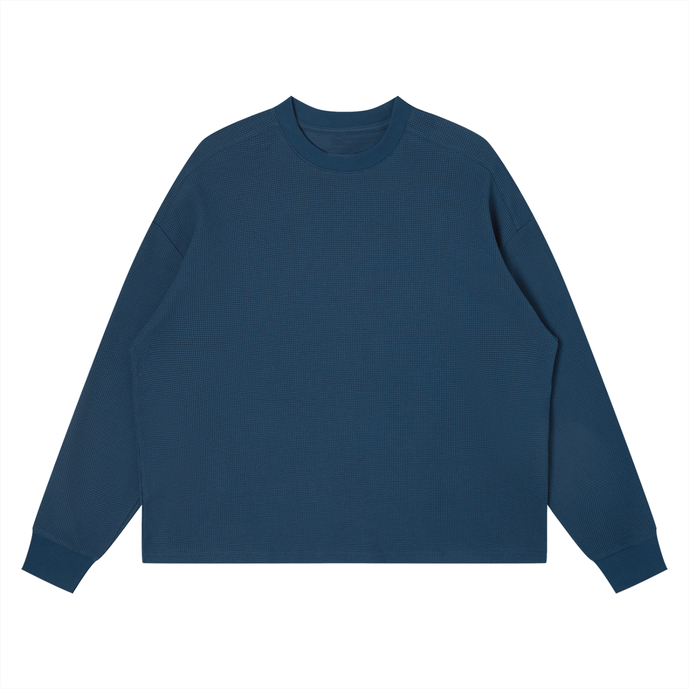 Unisex Waffle Boxy Long Sleeve T-Shirt – Oversized Textured Streetwear Tee