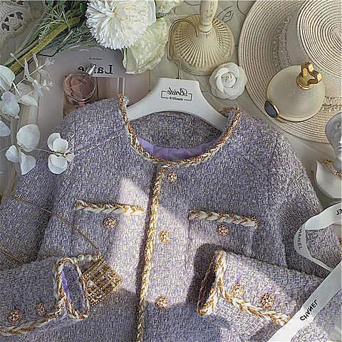 Lavender Purple Tweed Short Coat Womens AutumnWinter