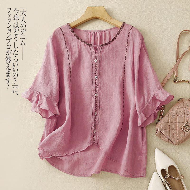 Women's Loose Slimming Versatile Embroidered Top