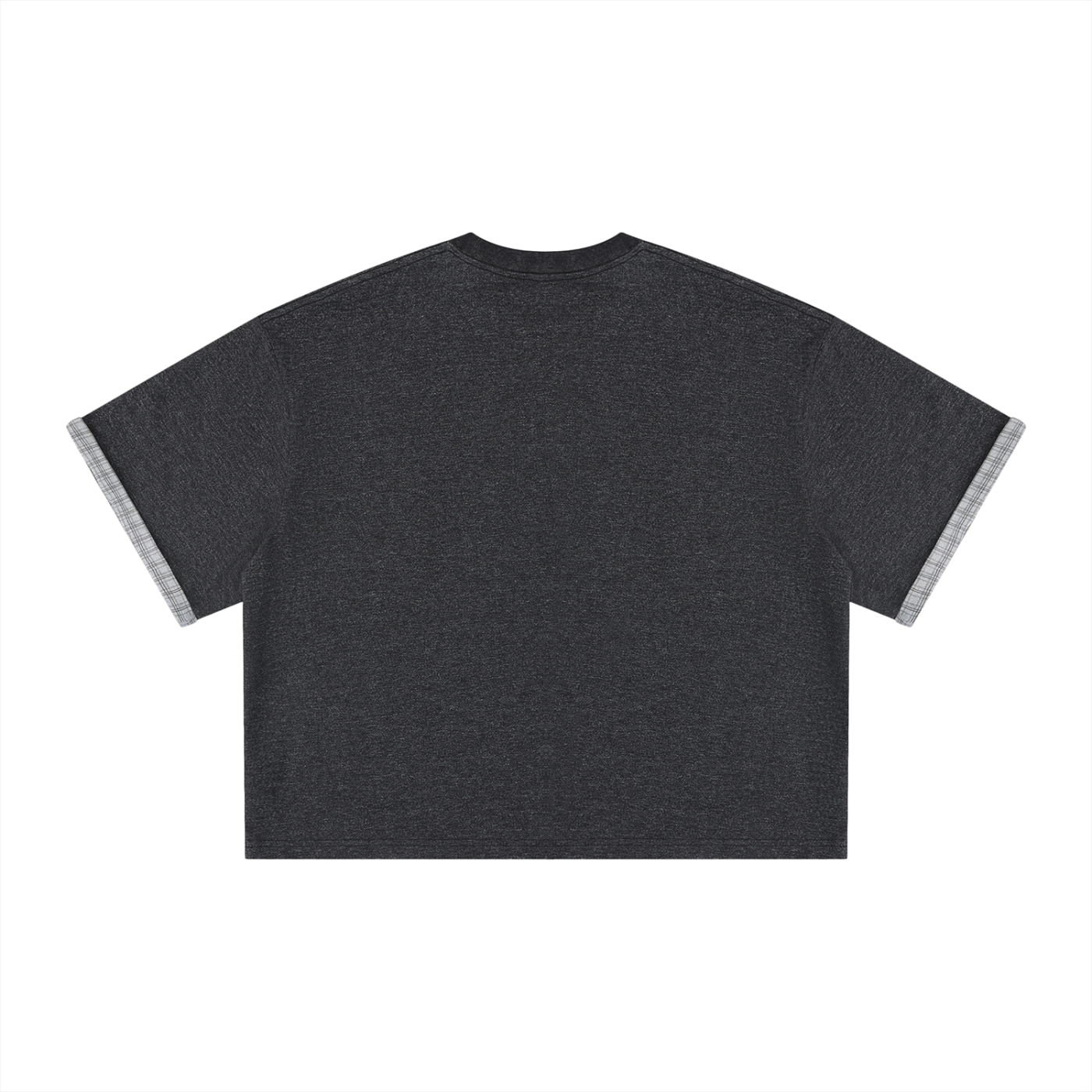 Unisex Boxy Plaid Lined Double Face T-Shirt – Oversized Layered Streetwear Tee