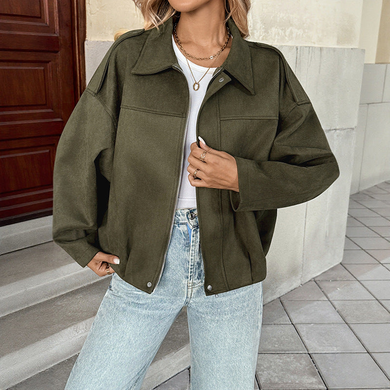 Baggy Casual Jacket Women's Top Zipper