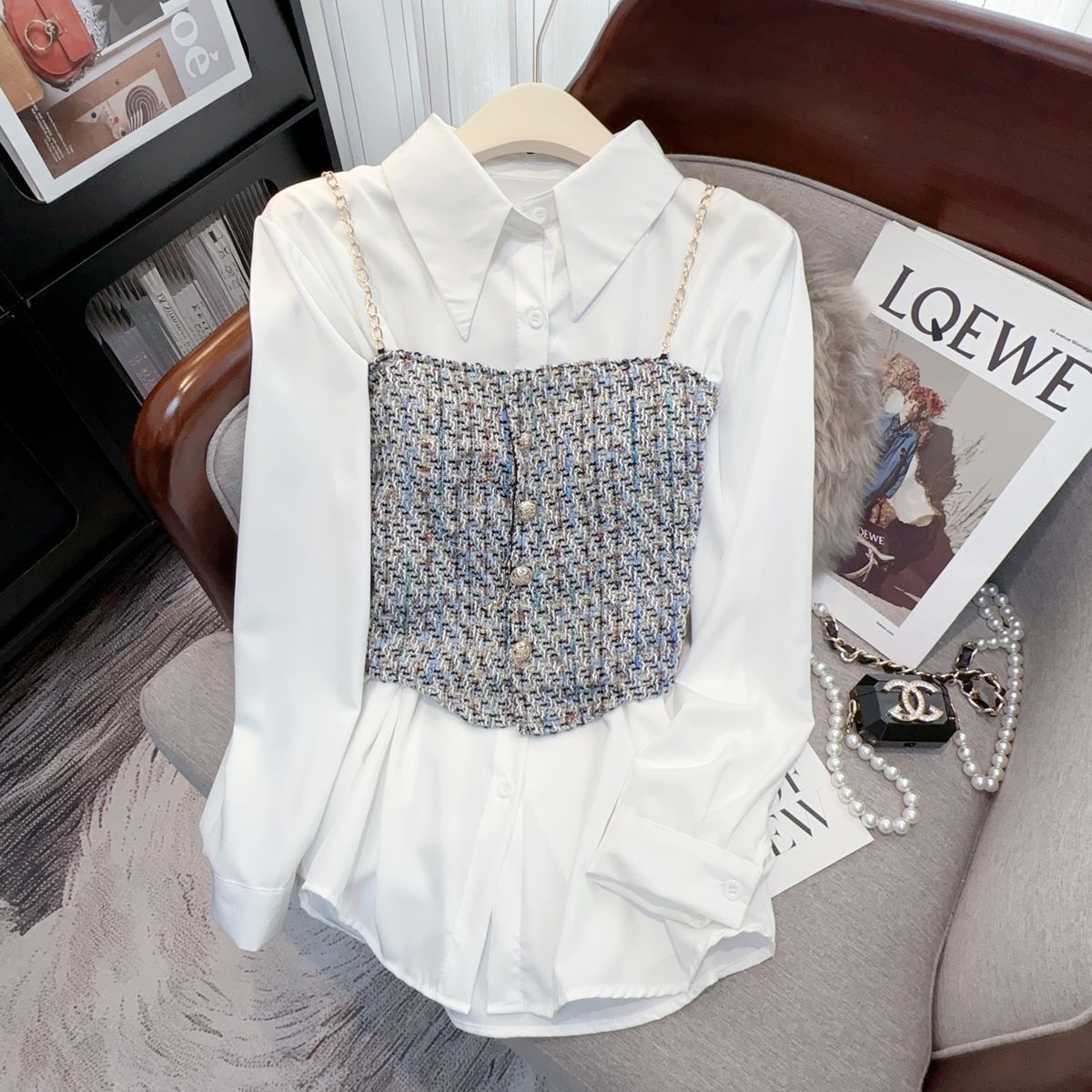 Designer-style Niche White Shirt Top Two-piece Set