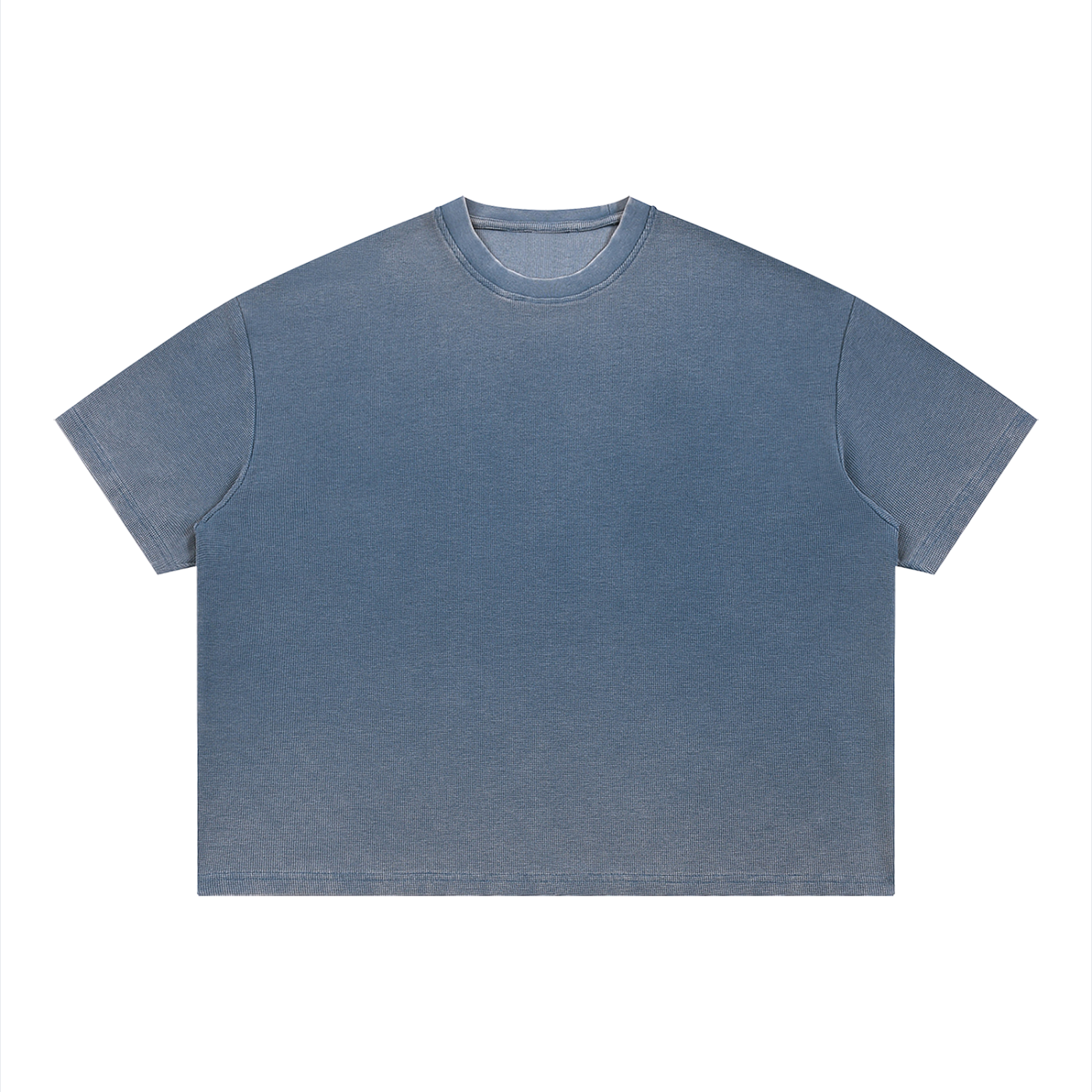 Unisex Vintage Wash Sunfade Waffle T-Shirt – Oversized Boxy Retro Streetwear Tee