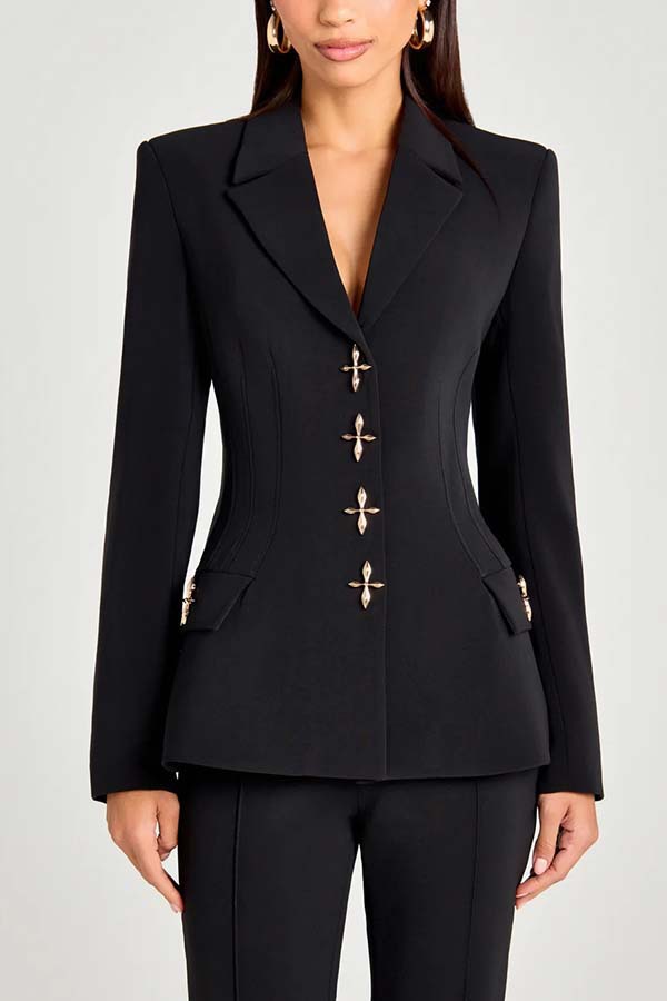 Women's Solid-Colored Casual Fashion Long-Sleeve Blazer