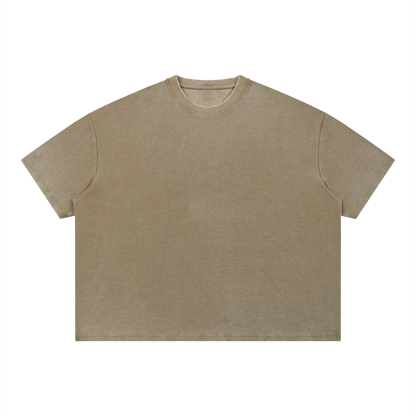 Unisex Vintage Wash Sunfade Waffle T-Shirt – Oversized Boxy Retro Streetwear Tee