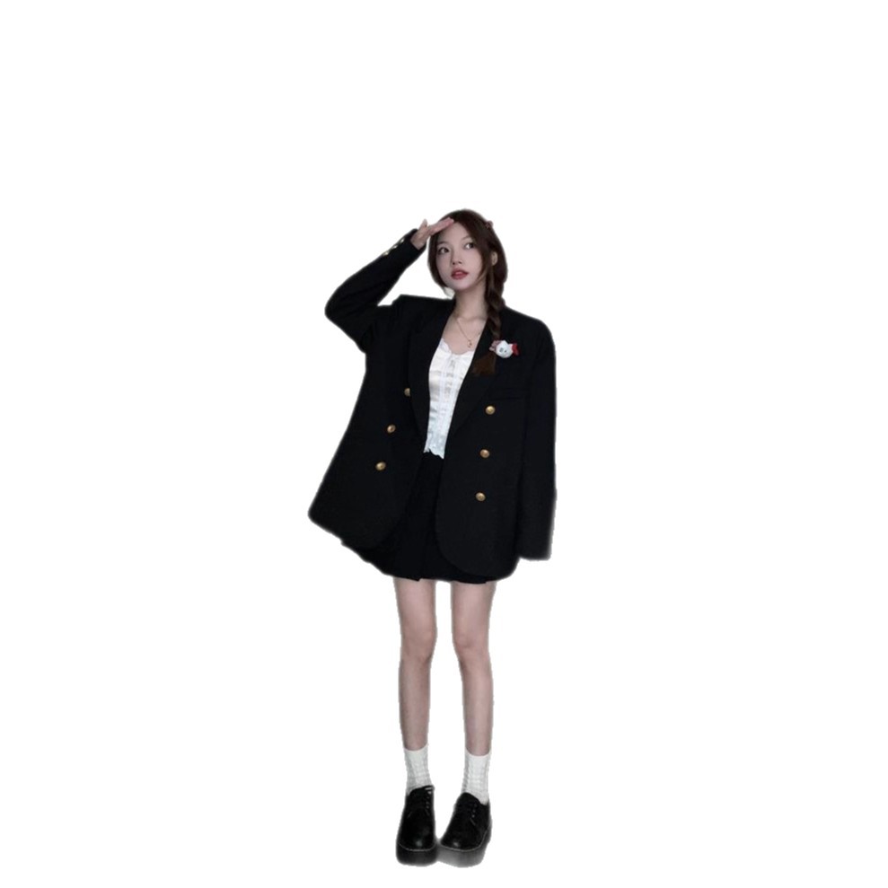 Stylish Gold-Button Loose Blazer For Women