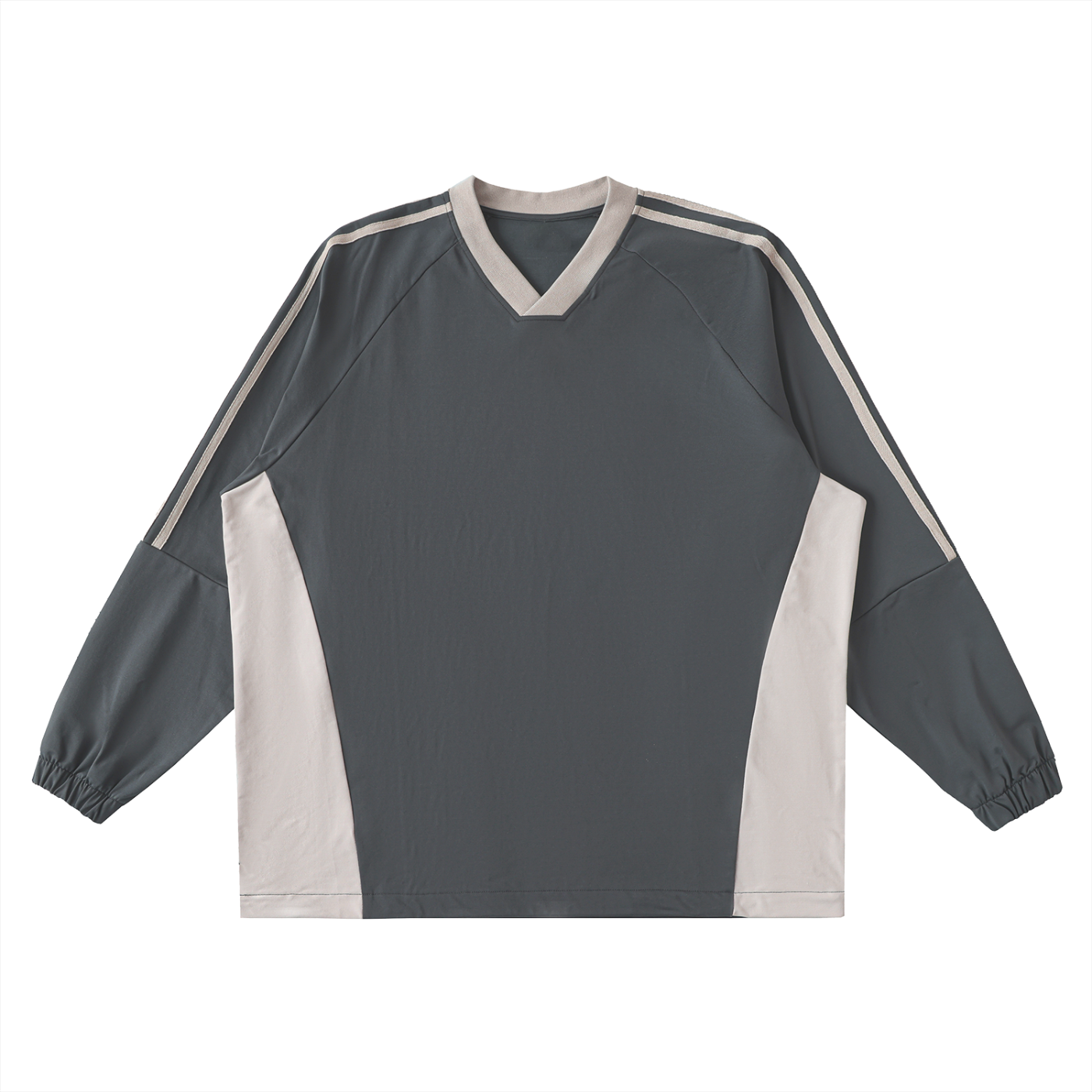 Color-Block V-Neck Long-Sleeve T-Shirt