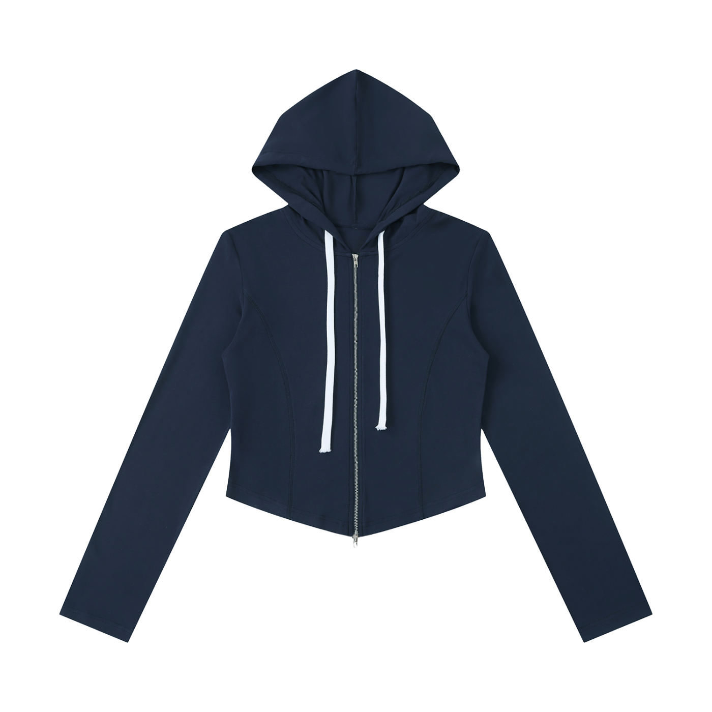 Women's Slim Cropped Full-Zip Hoodie – Fitted Athleisure Sweatshirt
