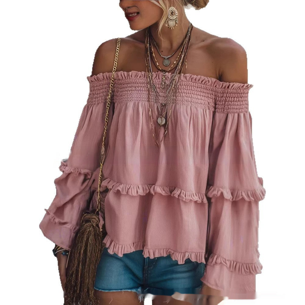 Halter-neck Casual Chic All-match Loose-fit Long-sleeve T-shirt