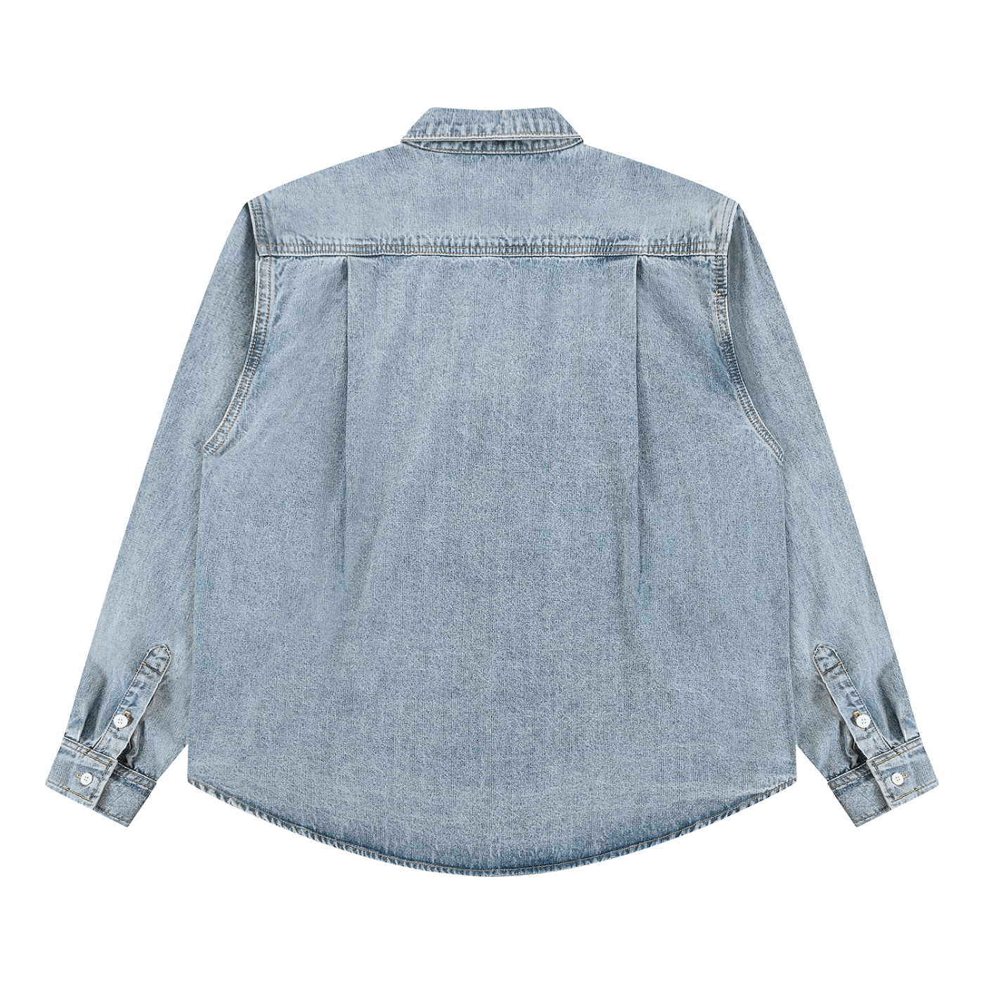 Unisex Vintage Wash Denim Shirt – Oversized Retro Button-Up Streetwear Denim Top