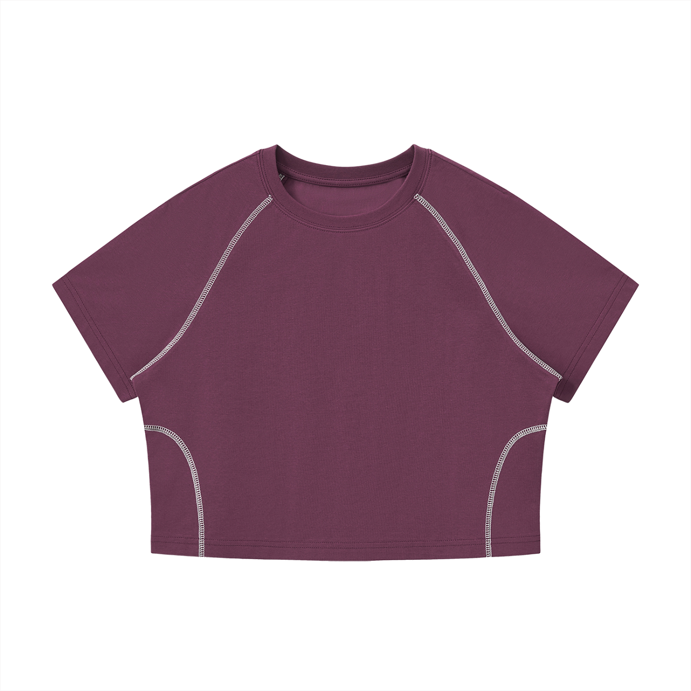 Women's Contrast Stitch Raglan Crop T-Shirt – Slim Fit Retro Crop Top