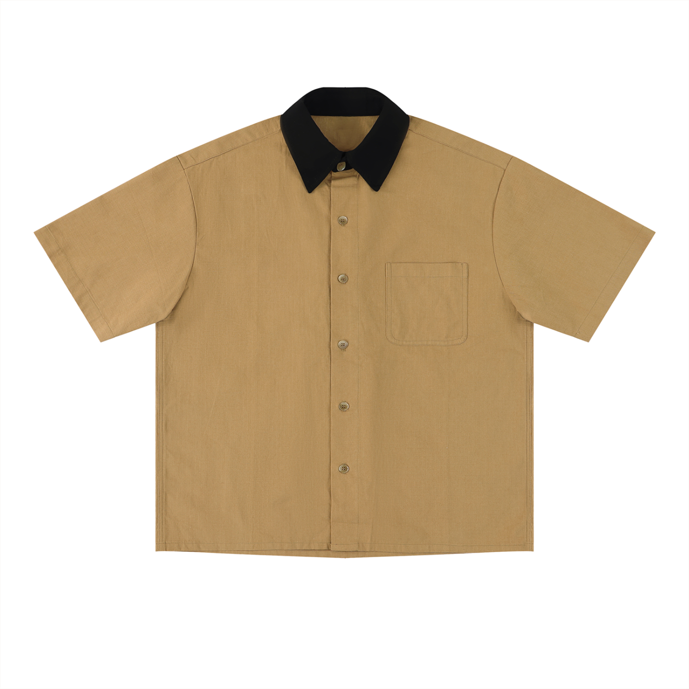 Unisex Color Block Short Sleeve Shirt – Relaxed Fit Casual Button-Up