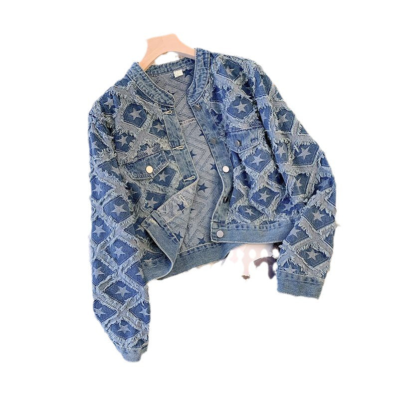 Petite Cropped Denim Jacket – Loose Fit, Long Sleeve