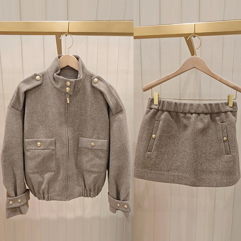 Women's Wool Jacket and Mini Skirt Set
