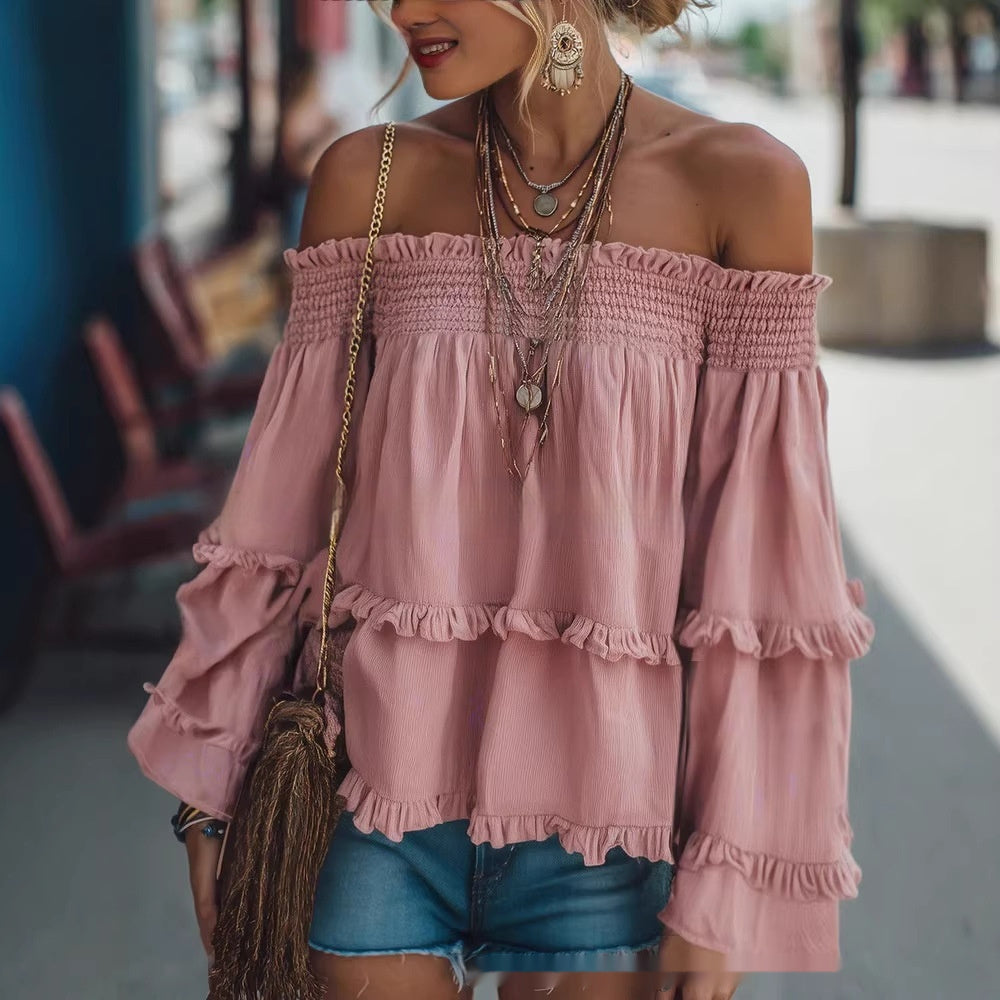 Halter-neck Casual Chic All-match Loose-fit Long-sleeve T-shirt