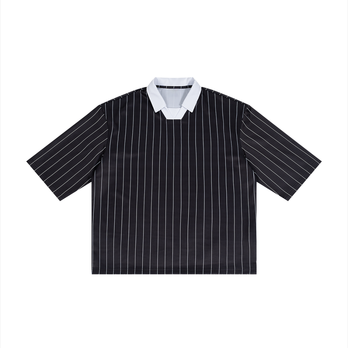 Unisex Pinstripe Collared Soccer Jersey – Oversized Retro Soccer Shirt