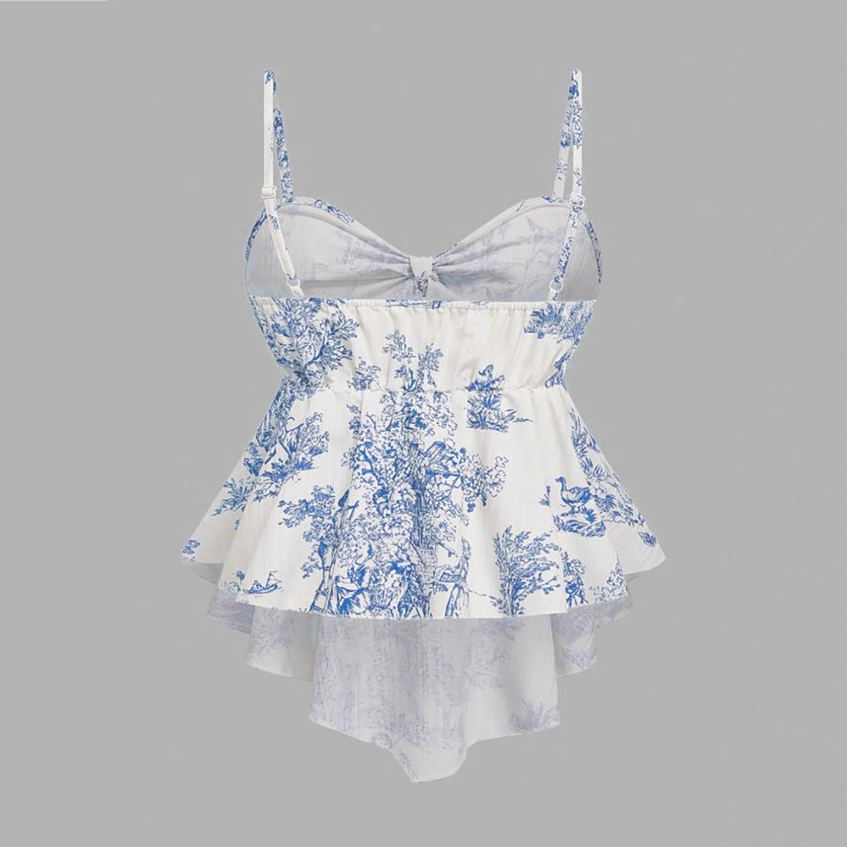 Printed Sleeveless Irregular Hem Camisole Top