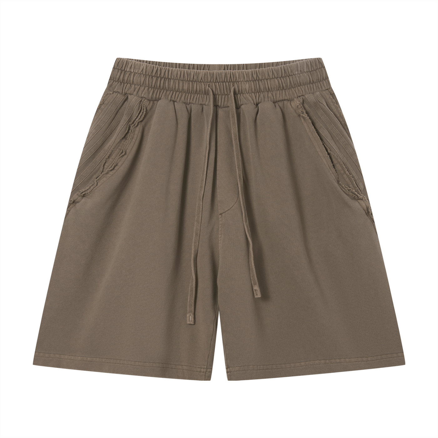 Unisex Vintage Wash Raw Edge Shorts – Oversized Streetwear Sweat Shorts
