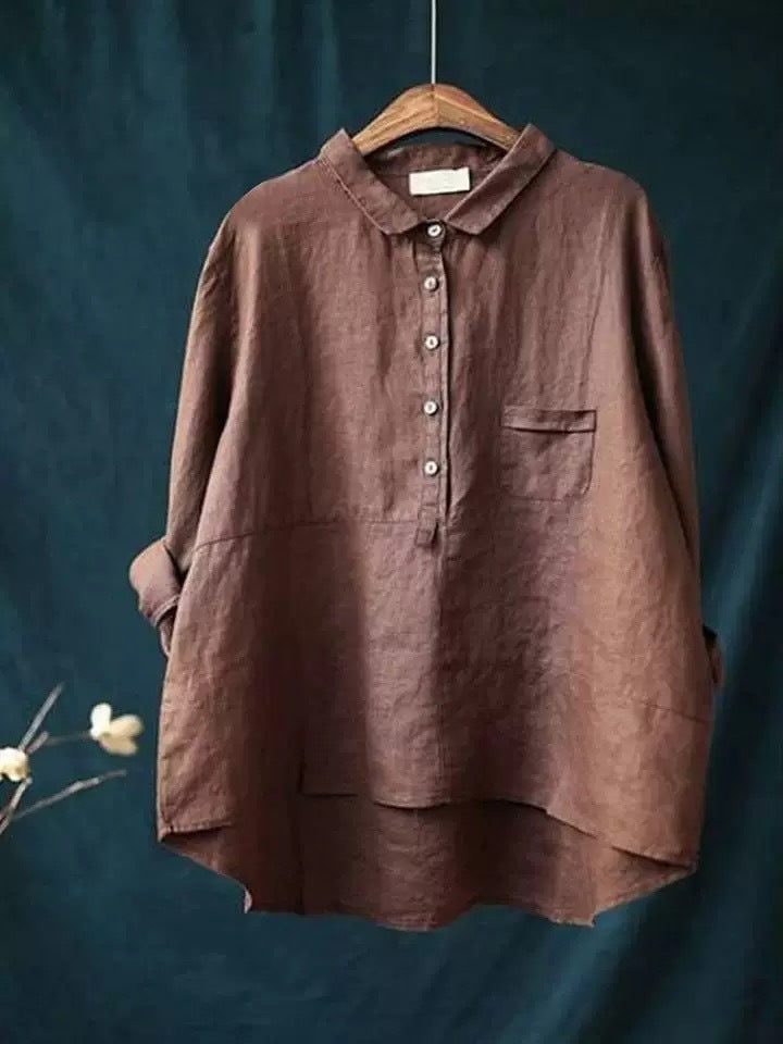 Printed Hawaiian Long-Sleeve Shirt For Women