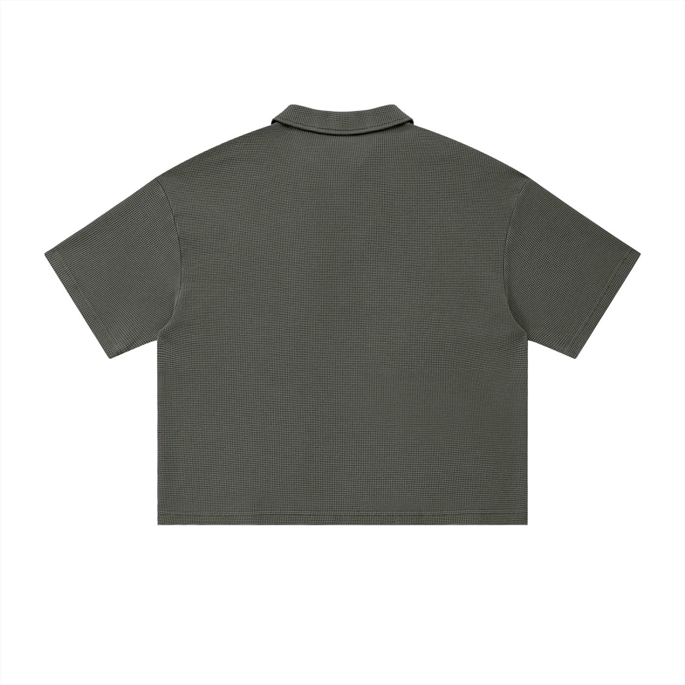 Unisex Oversized Vintage Wash Waffle Knit Polo Shirt – Boxy Streetwear Textured Tee