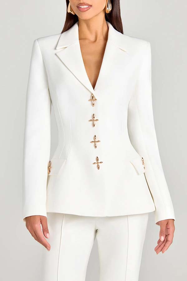 Women's Solid-Colored Casual Fashion Long-Sleeve Blazer
