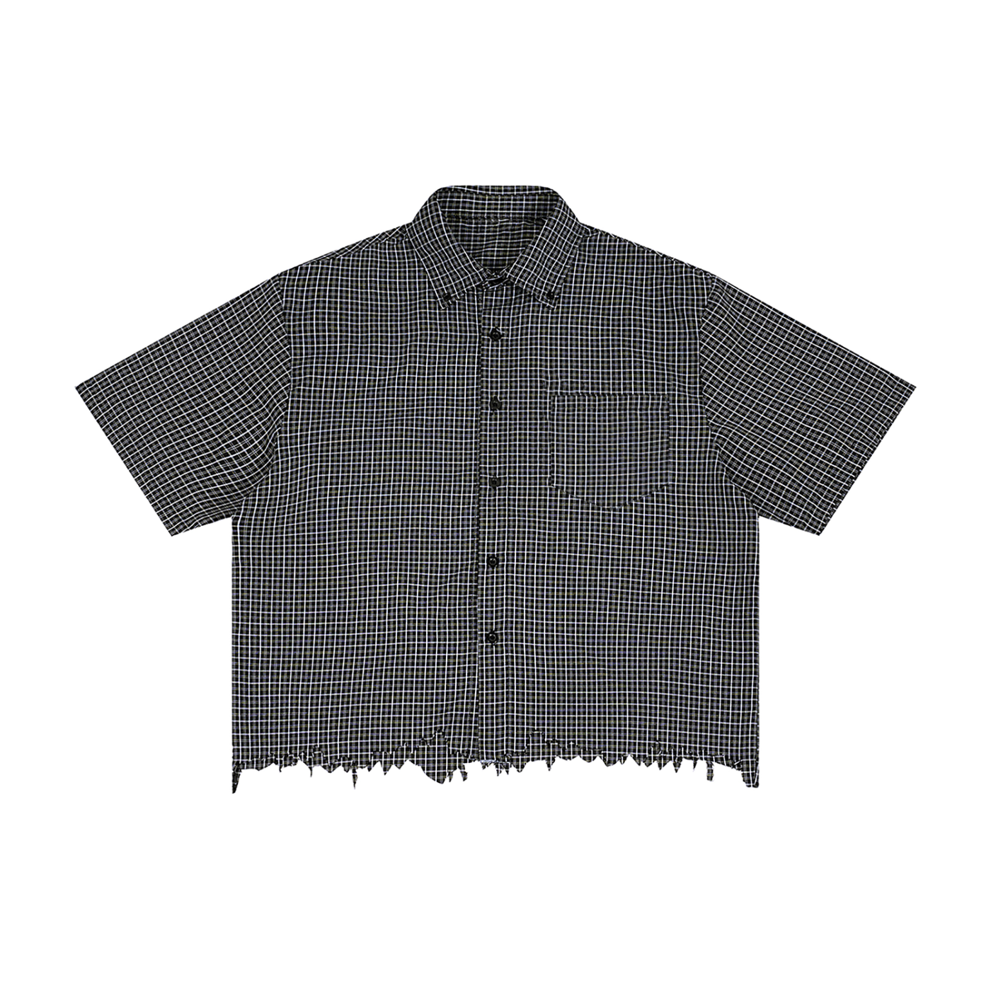 Unisex Distressed Plaid Boxy Shirt – Oversized Vintage Streetwear Flannel