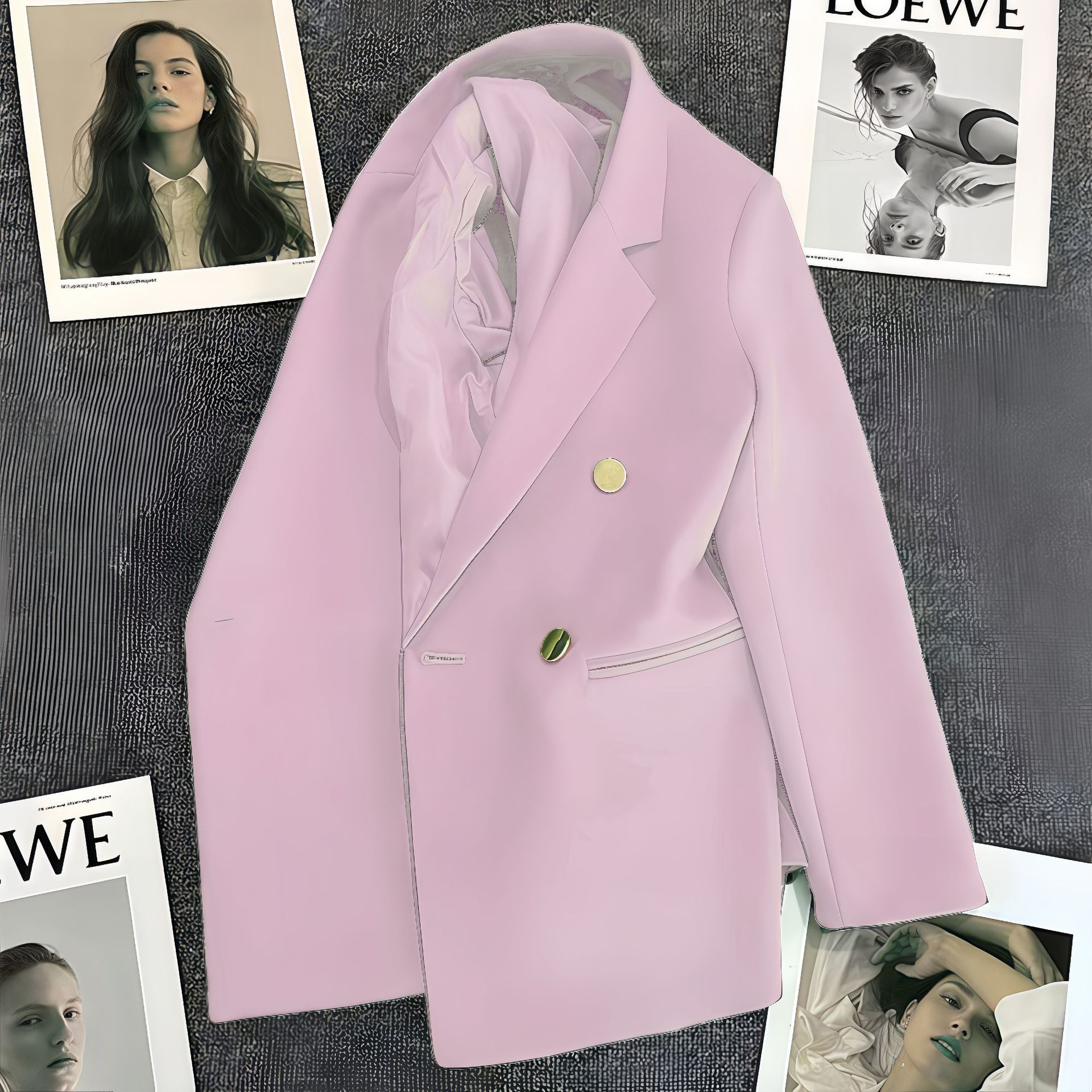 Women's Solid-Colored Defined-Waist Blazer