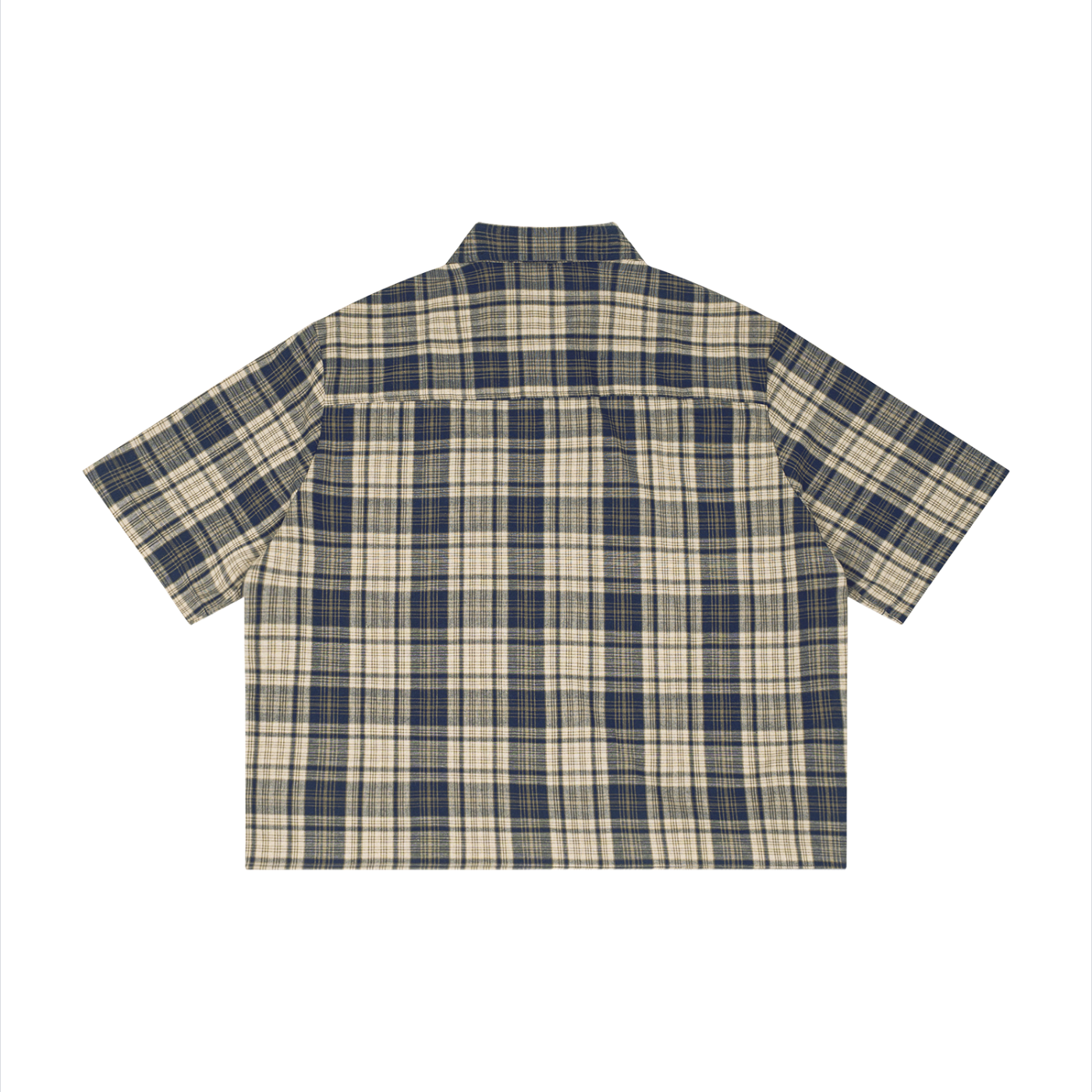 Unisex Plaid Boxy Short Sleeve Shirt – Oversized Casual Button-Up Shirt