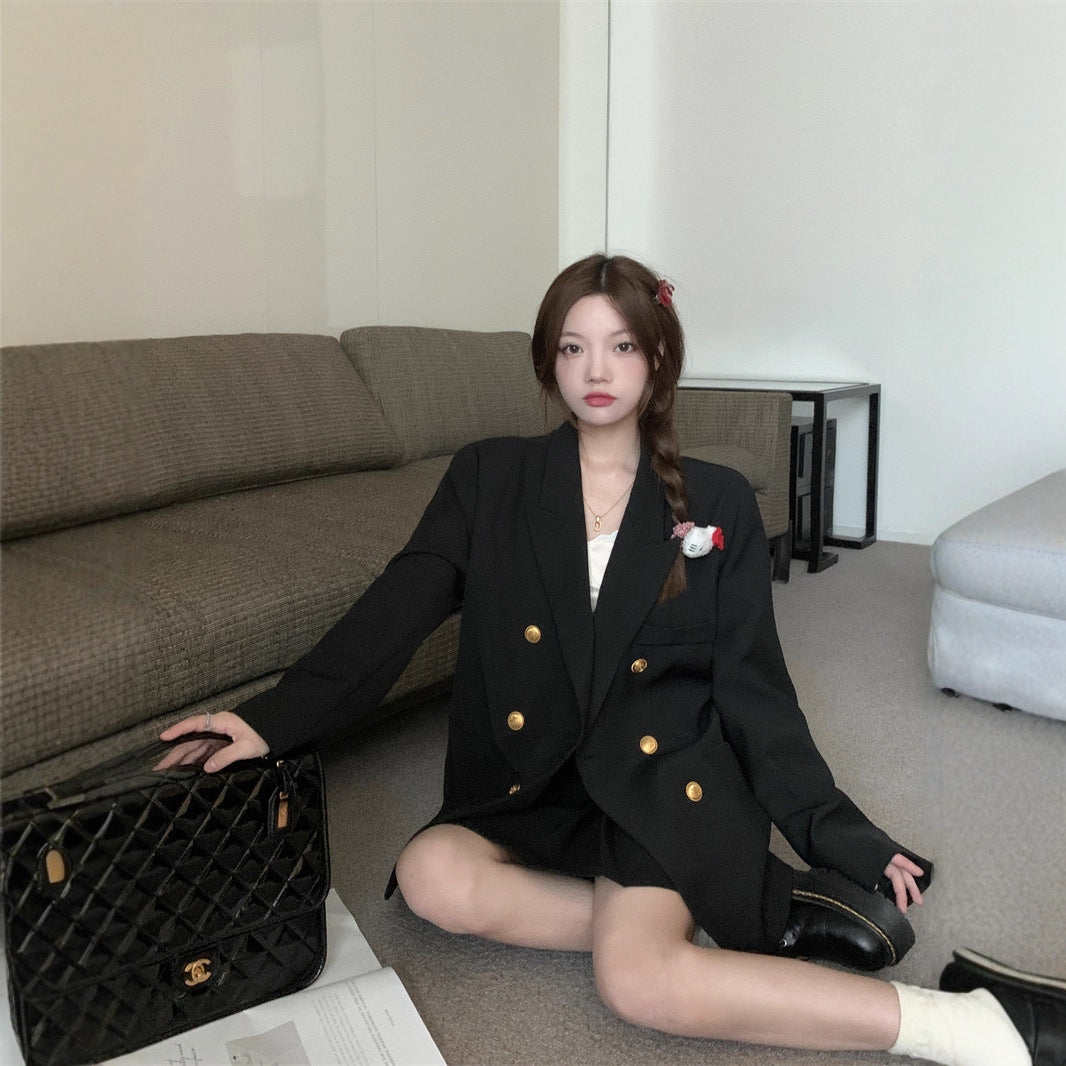 Stylish Gold-Button Loose Blazer For Women