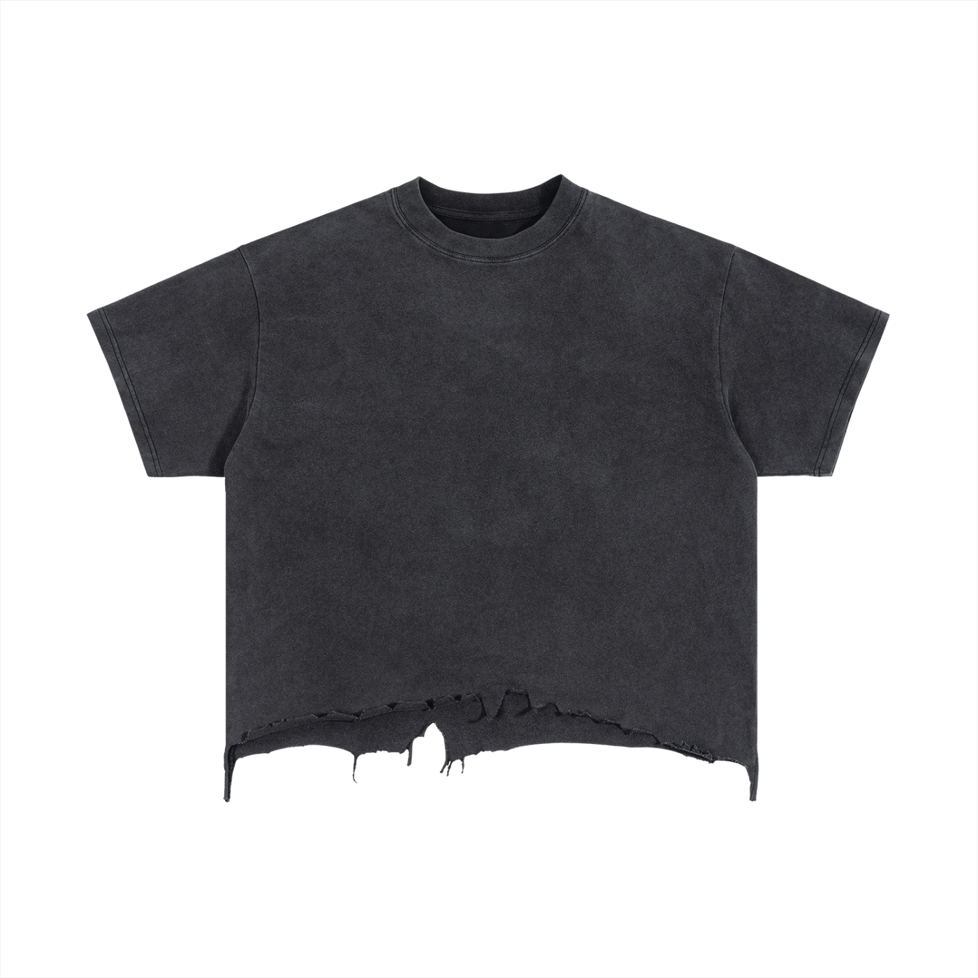 Unisex Vintage Wash Distressed Hem T-Shirt – Oversized Boxy Retro Streetwear Tee
