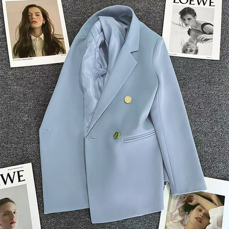 Women's Solid-Colored Defined-Waist Blazer
