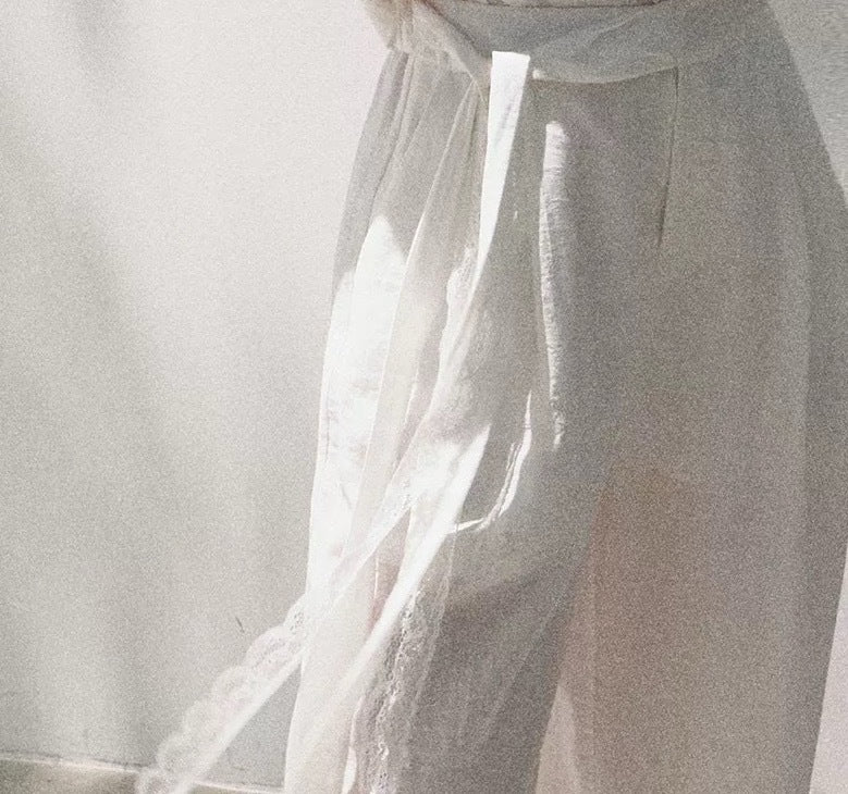 Linen Off-Shoulder Patchwork Casual Pant Set