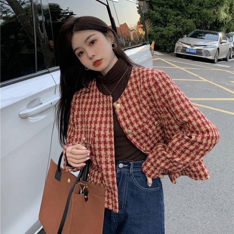 AutumnWinter British Retro Suit Short Long-Sleeve Top